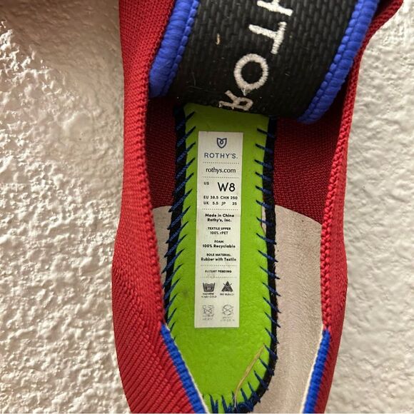 Rothy’s ‘The Flat’ Bright Red Round Toe *Size runs small* Marked as 8W- Fits 7 - Picture 11 of 11